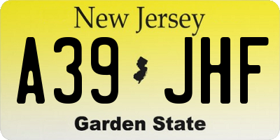 NJ license plate A39JHF