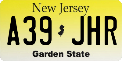 NJ license plate A39JHR
