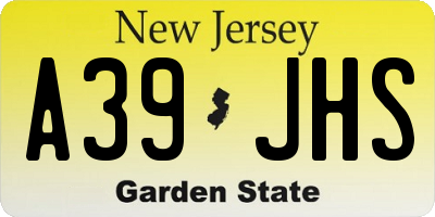NJ license plate A39JHS