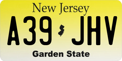 NJ license plate A39JHV