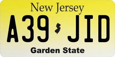 NJ license plate A39JID