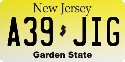 NJ license plate A39JIG