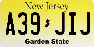 NJ license plate A39JIJ