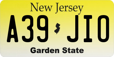 NJ license plate A39JIO