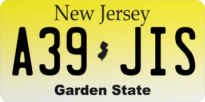 NJ license plate A39JIS