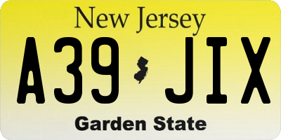 NJ license plate A39JIX