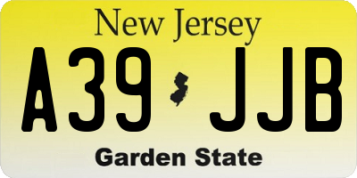 NJ license plate A39JJB