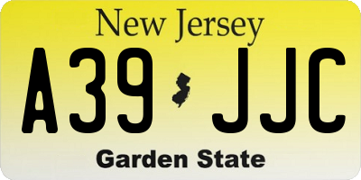 NJ license plate A39JJC