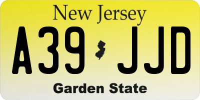NJ license plate A39JJD