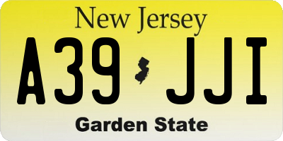 NJ license plate A39JJI