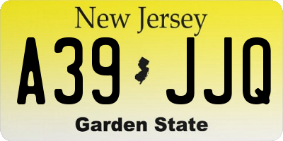 NJ license plate A39JJQ