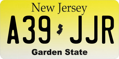 NJ license plate A39JJR