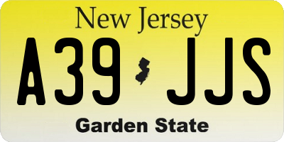 NJ license plate A39JJS