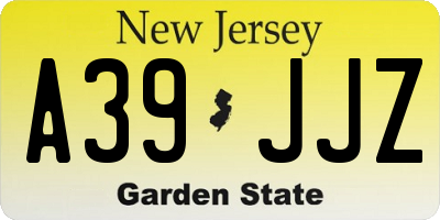 NJ license plate A39JJZ