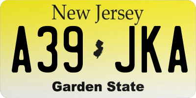 NJ license plate A39JKA