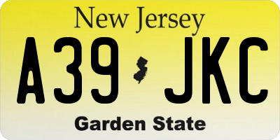 NJ license plate A39JKC