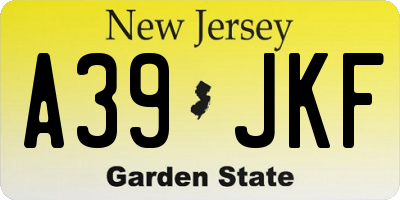 NJ license plate A39JKF
