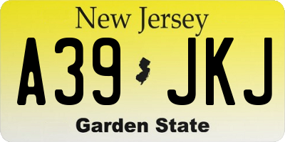 NJ license plate A39JKJ
