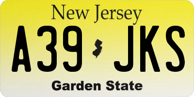 NJ license plate A39JKS