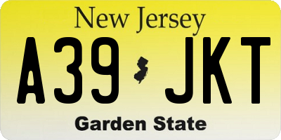 NJ license plate A39JKT