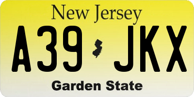 NJ license plate A39JKX