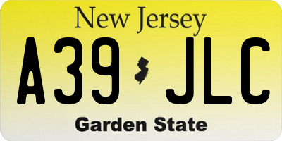 NJ license plate A39JLC