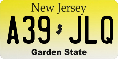 NJ license plate A39JLQ