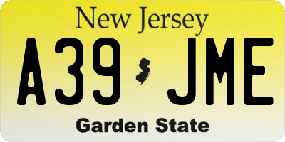 NJ license plate A39JME