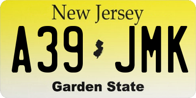 NJ license plate A39JMK