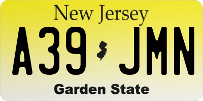 NJ license plate A39JMN