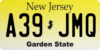 NJ license plate A39JMQ