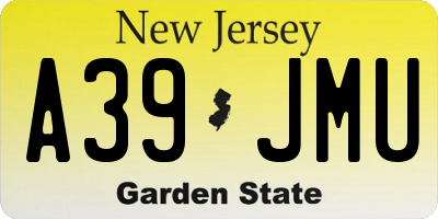 NJ license plate A39JMU