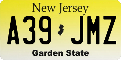 NJ license plate A39JMZ