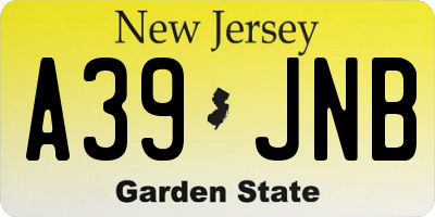 NJ license plate A39JNB