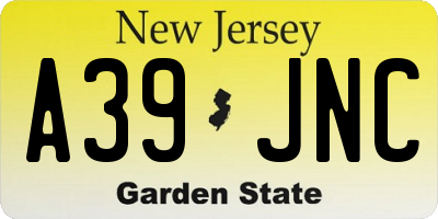 NJ license plate A39JNC