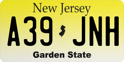 NJ license plate A39JNH