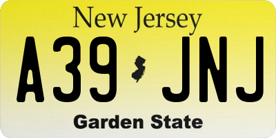 NJ license plate A39JNJ