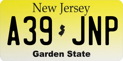 NJ license plate A39JNP