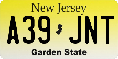 NJ license plate A39JNT