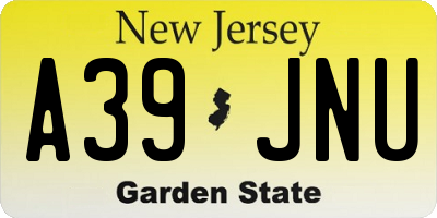 NJ license plate A39JNU