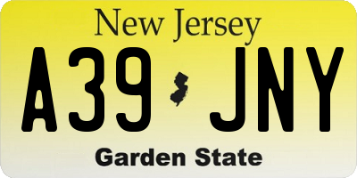 NJ license plate A39JNY