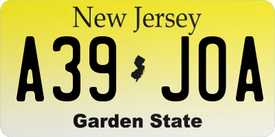 NJ license plate A39JOA