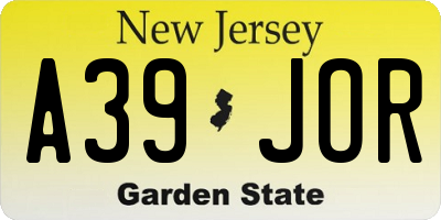 NJ license plate A39JOR