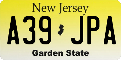 NJ license plate A39JPA