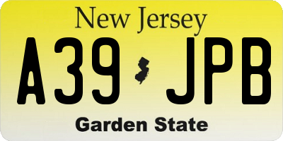 NJ license plate A39JPB