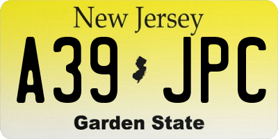 NJ license plate A39JPC