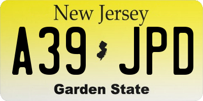 NJ license plate A39JPD