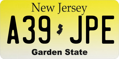 NJ license plate A39JPE