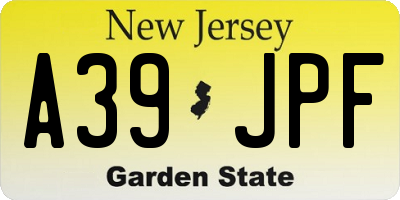 NJ license plate A39JPF