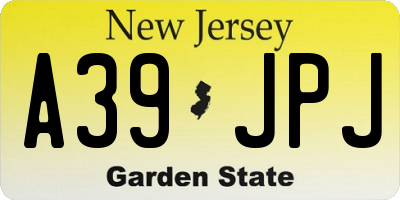 NJ license plate A39JPJ